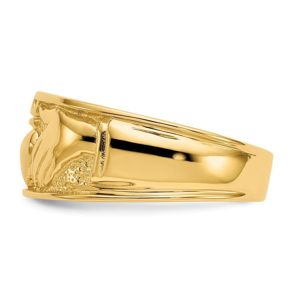 Men’s Claddagh Ring in 925 Sterling Silver | 10K Yellow Gold Plated Polished Irish Band